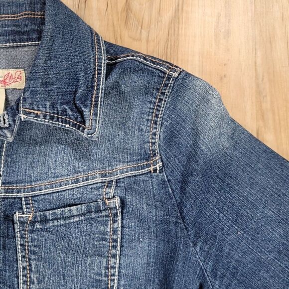 ☔️🔹️Vintage Paris Blues Denim Buttoned Jean Jacket w/Chest Pockets Large - Picture 4 of 11